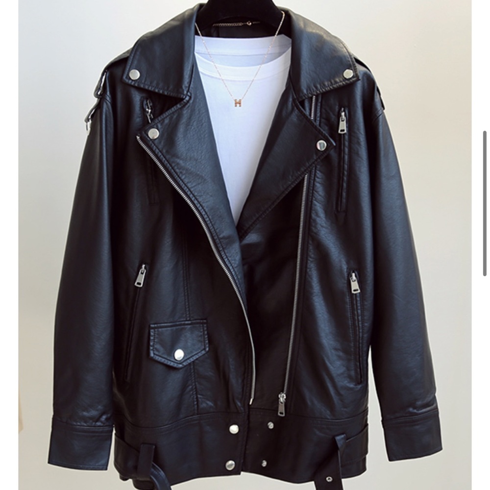 Faux Leather Black Biker Jacket
